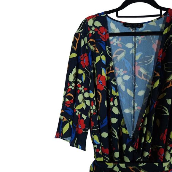 Eloquii Womens Maxi Dress 18 Floral Wrap Boho Ruffle V Neck Tie Waist Flowy Chic - Picture 3 of 14